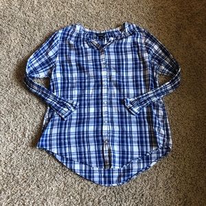 Lucky Brand Blue & White Plaid Buttondown, Large